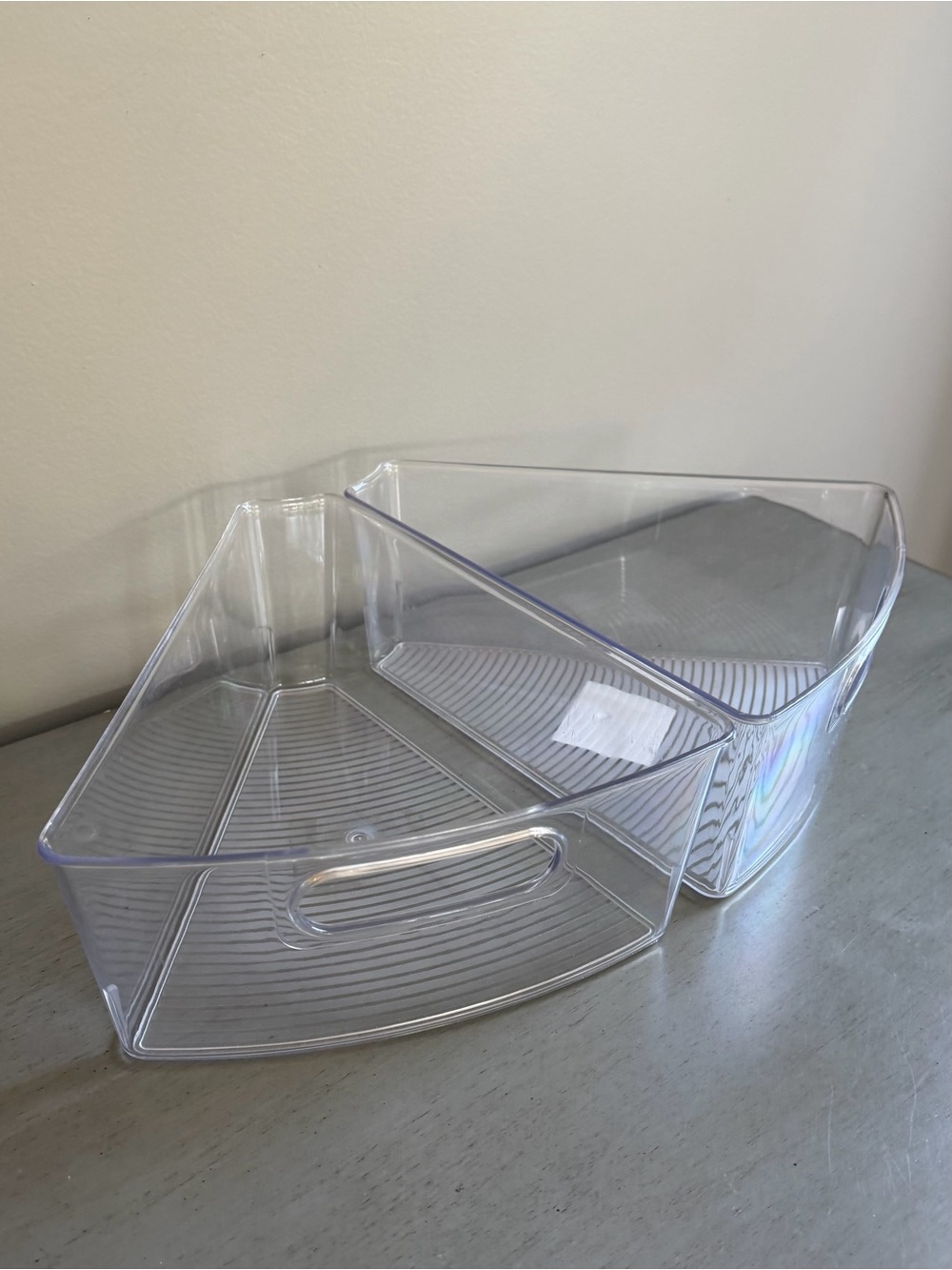 Lazy Susan Cabinet Organize Clear Corner Plastic Kitchen Storage Bins - Set of 2
